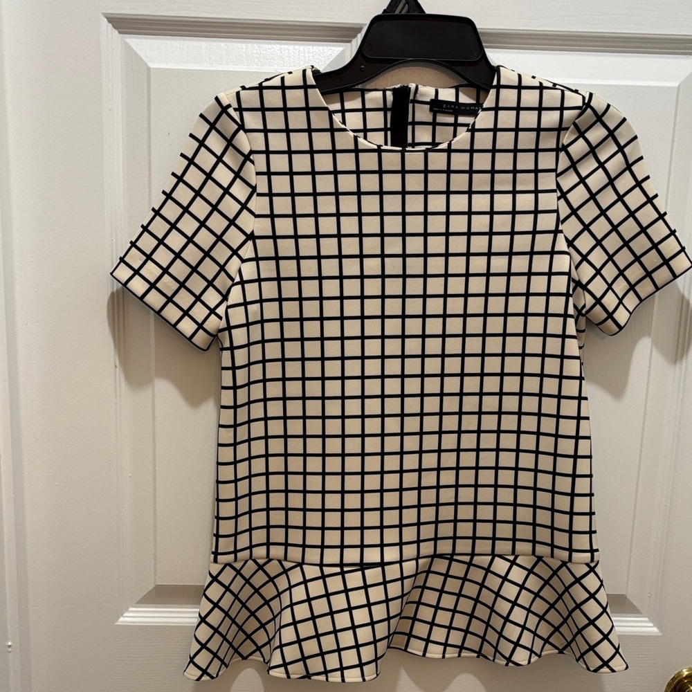 Checkered Peplum Top